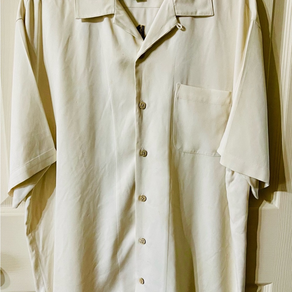 Tommy Bahama Cream Casual Button Down Shirt with Playful Design - Picture 2 of 5